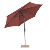 Parasol rond à manivelle coloris rouge en aluminium et polyester - Ø 270 cm