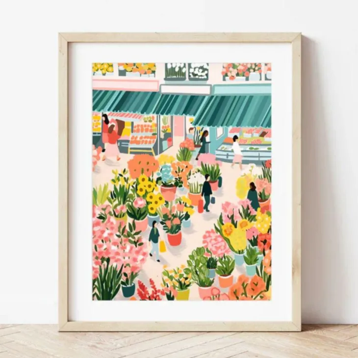 Peinture au numéro Marché aux fleurs Petit Pinceau by La Petite Épicerie - 25,5 x 33 cm
