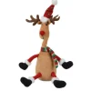 Peluche Renne animé avec bonnet Père Noël - 14 x 22,9 x 54,6 cm