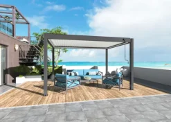 Pergola bioclimatique manuelle STAR LED 3x4m Grey/Blanc - PROLOISIRS