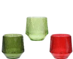 Photophore texturé coloris multicolore en verre - 8 cm