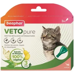 Pipettes antiparasitaires pour le chaton coloris blanc VETOpure Beaphar – 3 x 0,4 ml