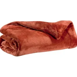 Plaid microfibre coloris caramel en polyester Tender Vivaraise – 150 x 200 cm