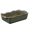 Plat à four rectangulaire en porcelaine vert Ely - 27 x 16 x H 7 cm