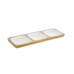Plateau coloris blanc en bois de manguier
