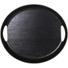 Plateau de forme ovale coloris noir en bois de bambou - 46 x 41 cm