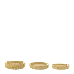 Plateau rond coloris marron en corde et papier - 33 x 33 x 5 cm