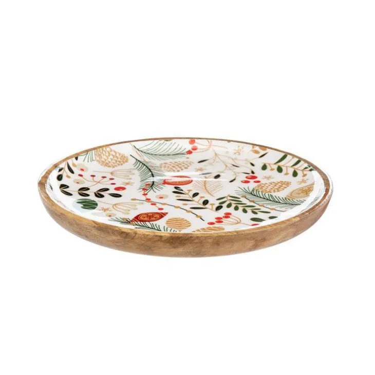Plateau rond en bois de manguier coloris multicolore Sureau – Ø 30 cm