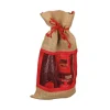 Pochon en toile de jute coloris beige avec fenêtre filet et lien de serrage Cav Service - 23 x 40 cm