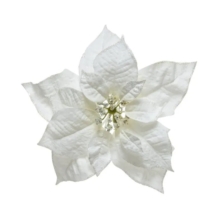 Poinsettia en soie sur clip