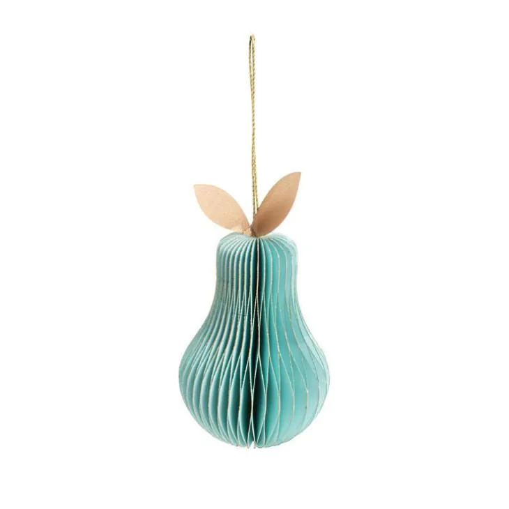 Poire en papier à suspendre coloris vert H 16,5 cm