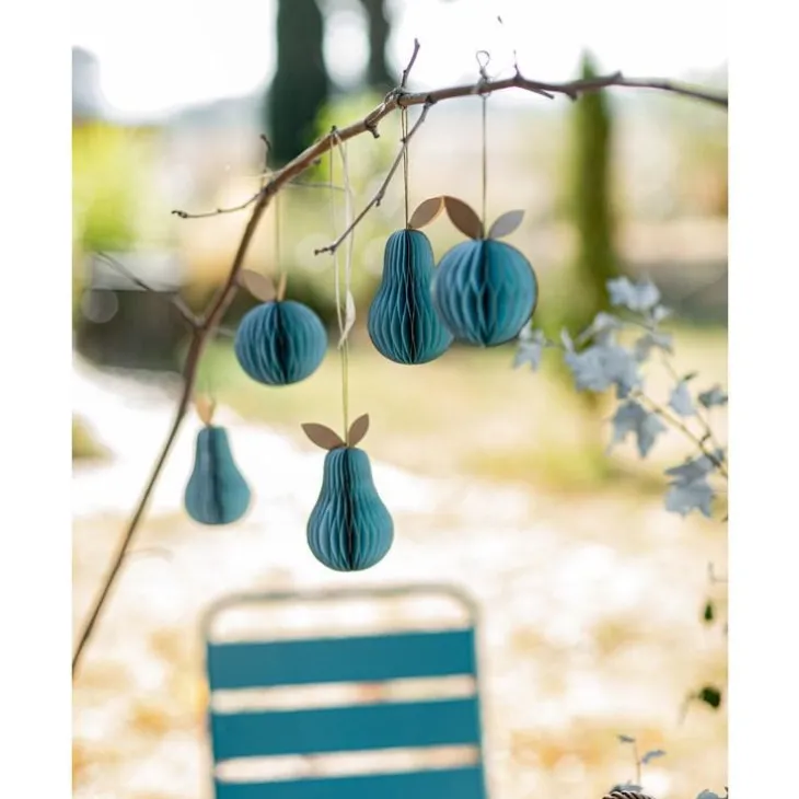 Poire en papier à suspendre coloris vert H 16,5 cm