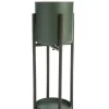 Porte plante double rond coloris vert en métal - 23 x 23 x 72 cm
