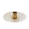 Porte-bougie forme étoile ronde en métal beige - Ø 12 x 4,5 cm