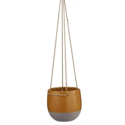 Pot à suspendre ocre en céramique Mica Décorations Resa - H 17 x Ø 18,5 cm