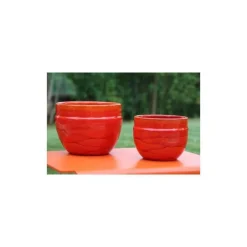 Pot austral de 2,3 L en terre émaillée coloris orange Ø 16 x 13 cm