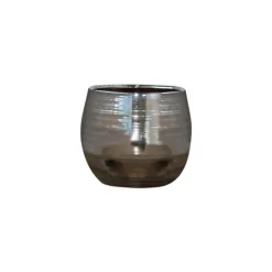 Pot Cancale coloris métal en terre cuite émaillée H 14 x Ø 14 cm