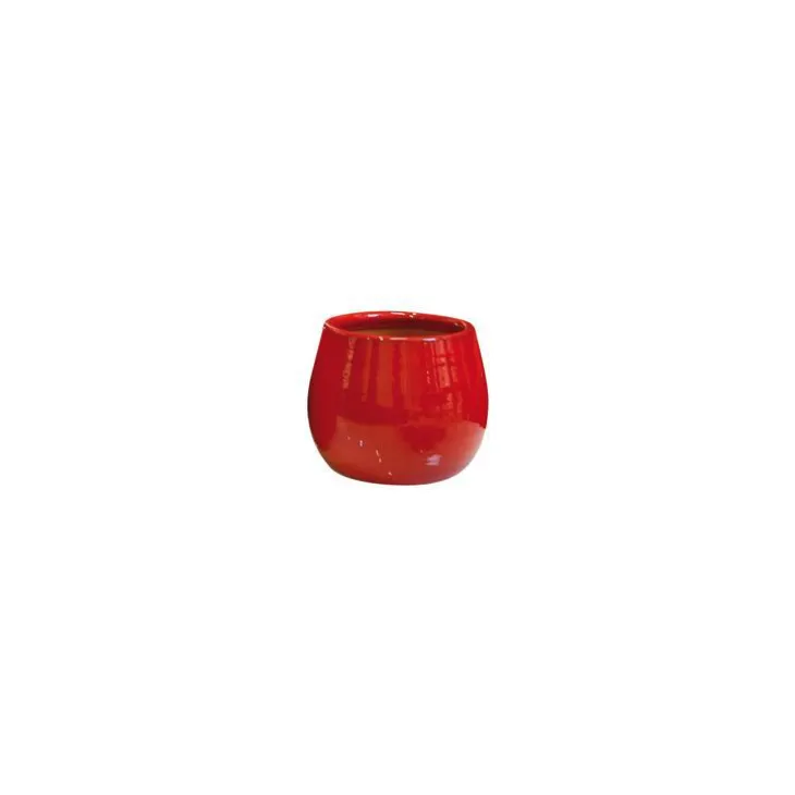 Pot Cancale coquelicot en terre cuite émaillée H 27 x Ø 25 cm