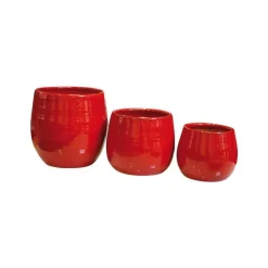 Pot Cancale coquelicot en terre cuite émaillée H 14 x Ø 14 cm
