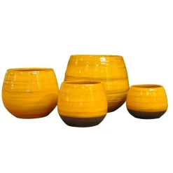 Pot Cancale Ibiza Sunshine en terre cuite émaillée H 21 x Ø 21 cm
