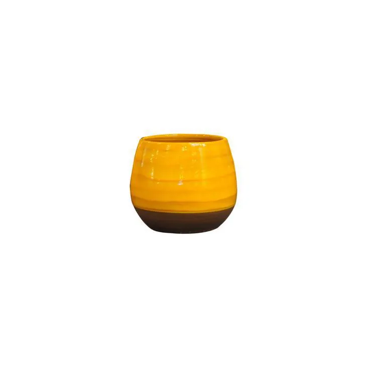 Pot Cancale Ibiza Sunshine en terre cuite émaillée H 21 x Ø 21 cm