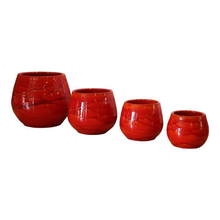 Pot Cancale soleil couchant en terre cuite émaillée H 14 x Ø 14 cm