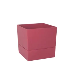 Pot carré à réserve d’eau en polypropylène rose Terra Eda Aquaduo - 24,3 x 24,3 cm