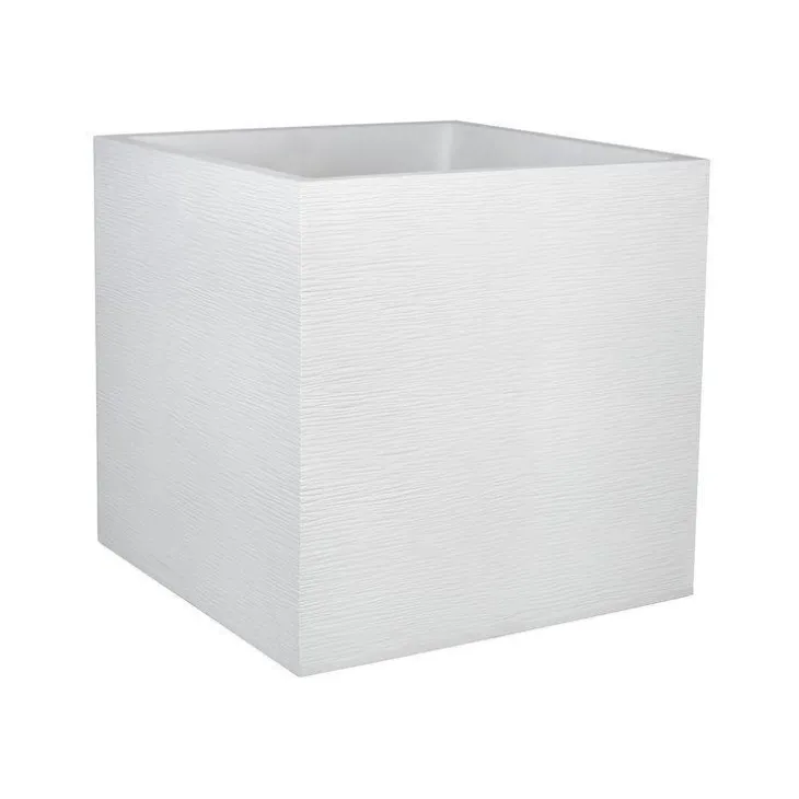 Pot carré blanc cérusé Eda Graphite - 49,5 x 49,5 x 49,5 cm