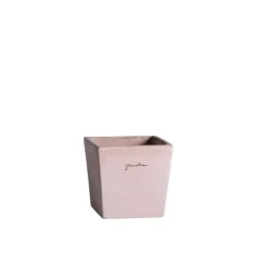 Pot carré contemporain en terre claire 19x19x19 cm