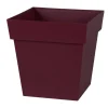 Pot carré en polypropylène rouge Bourgogne Eda Toscane 22 L - 32 x 32 x 32 cm