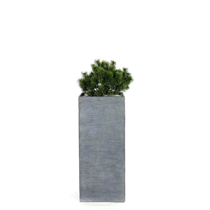 Pot carré haut Stream S/3 anthracite H.70 cm