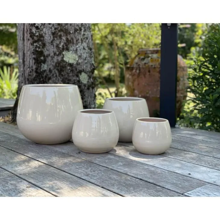 Pot coloris beige en terre émaillée Cancale - Ø 25 cm
