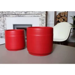 Pot coloris rouge en terre émaillée Eveil - Ø 21 cm