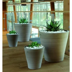 Pot Cuvier contemporain en terre grise H 48 x Ø.47 cm