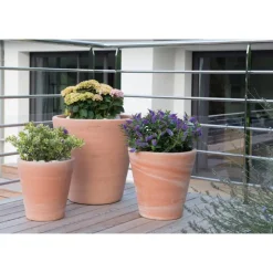 Pot Cuvier contemporain en terre claire H 52 x Ø.53 cm