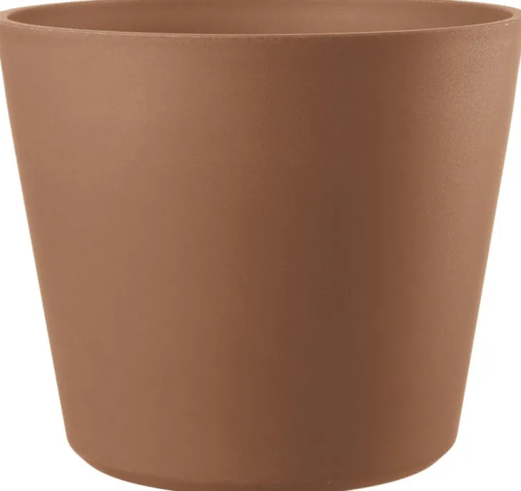 Pot en plastique injecté coloris rouge Deroma Origin Vaso cotto à roulettes - Ø 78 x H 64 cm