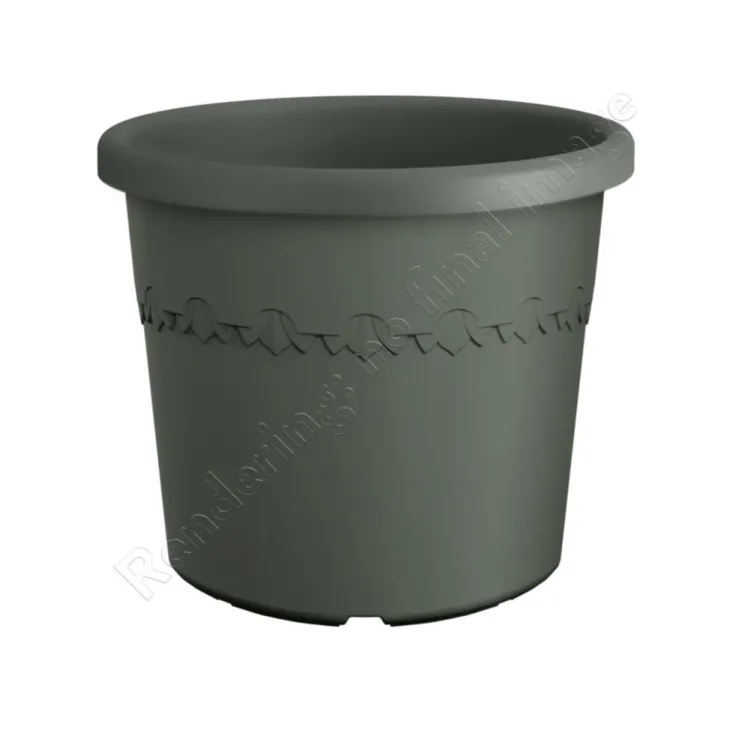 Pot en plastique recyclé vert thyme green Elho Algarve Cilindro - Ø 29,2 x H 24,6 cm