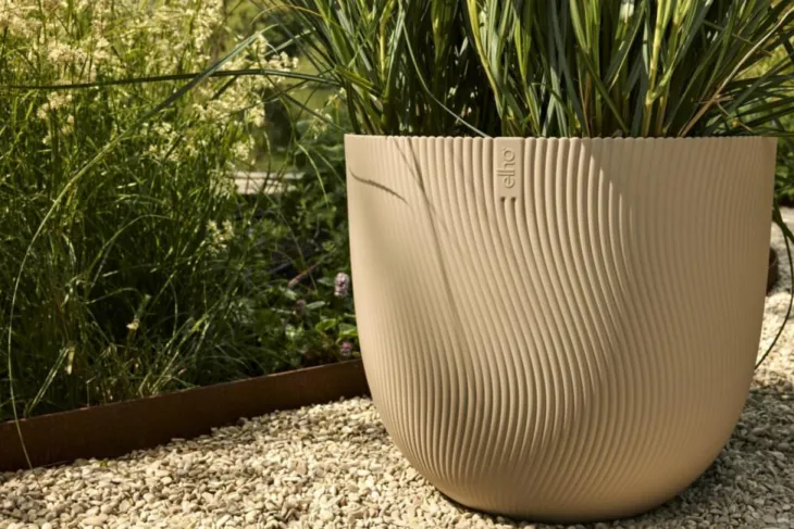 Pot en polypropylène beige champignon Elho Sereh Round - Ø 47 x 40,1 cm
