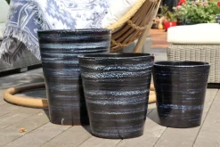 Pot en terre cuite émaillée bleu Nuit étoilée Les Poteries d’Albi Sydney - Ø 37 x H 44 cm