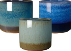 Pot en terre cuite émaillée coloris bleu Deroma Océan - Ø 38 x H 34 cm