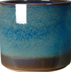 Pot en terre cuite émaillée coloris bleu Deroma Océan - Ø 38 x H 34 cm