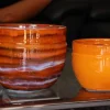 Pot en terre cuite émaillée orange Savane Les Poteries d'Albi Austral - Ø 16 x H 13 cm