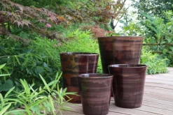 Pot en terre cuite émaillée marron Châtaigne Les Poteries d’Albi Sydney - Ø 37 x H 44 cm