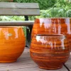 Pot en terre émaillée orange Savane Les Poteries d'Albi Bahia - Ø 43 x H 46 cm