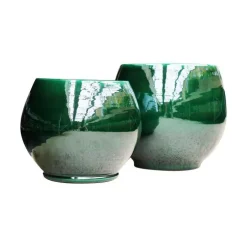 Pot en terre émaillée vert Jade Les Poteries d’Albi Bahia - Ø 25 x H 31 cm