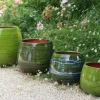 Pot en terre émaillée vert Forêt Les Poteries d'Albi Cancale - Ø 21 x H 21 cm