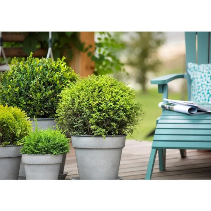 Pot horticole en acier peint gris clair Ø 27 x H 24 cm