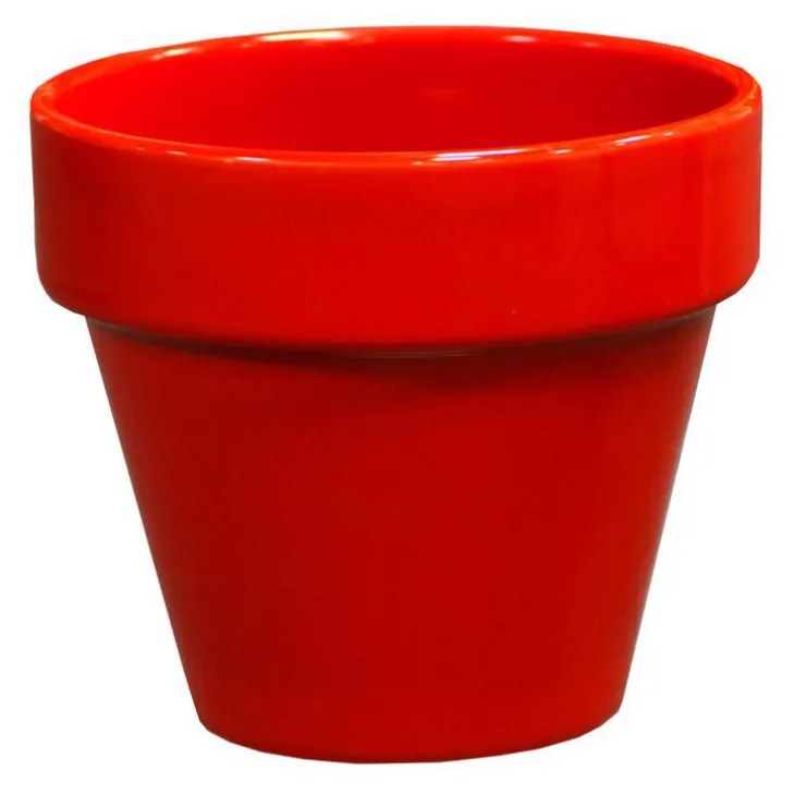 Pot horticole en terre cuite émaillée Rouge - D10 x H8.5