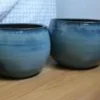 Pot le liseré de 4,8 L en terre émaillée coloris bleu Ø 20 x 17 cm