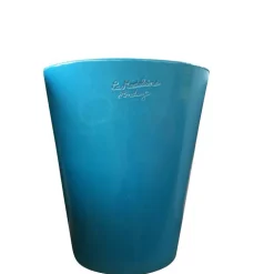 Pot Mazagran bleu turquoise en terre cuite émaillée H 46 X Ø 38 cm